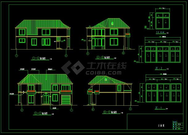 某小区两层小别墅建筑设计cad方案图(含设计说明）-图二