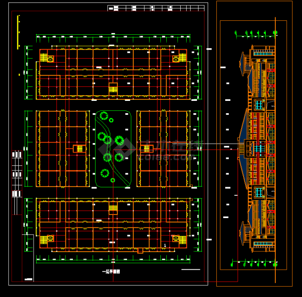 上海服装机械城二期工程设计cad方案图-图二