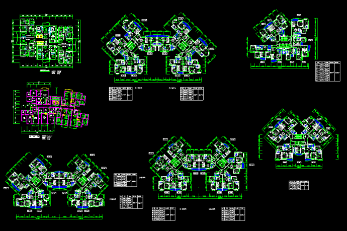 某小区高层住宅户型经典CAD设计施工集合图纸_图1