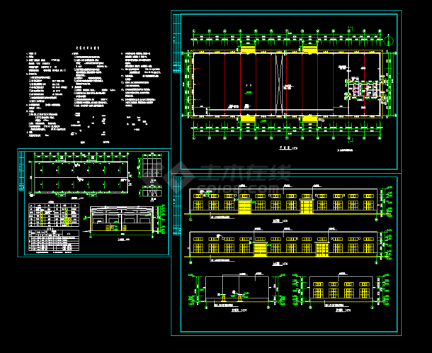 某轻钢结构厂房设计cad建筑施工图-图一