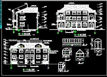 欧式错层别墅建筑CAD施工设计图纸-图二