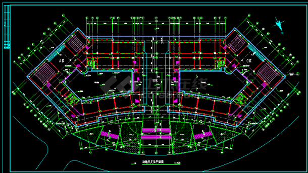 某职业技术学院建筑cad平面设计施工图纸-图二