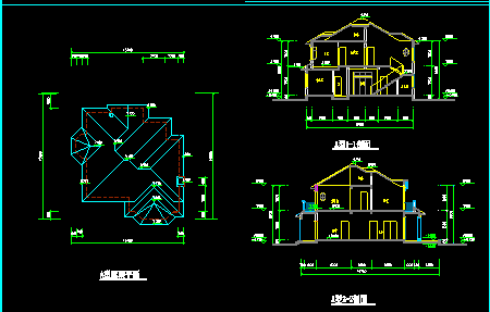 某二层独栋别墅方案CAD建筑设计施工图纸-图二