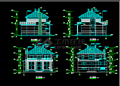 某别墅建筑CAD设计施工平立面图纸-图二