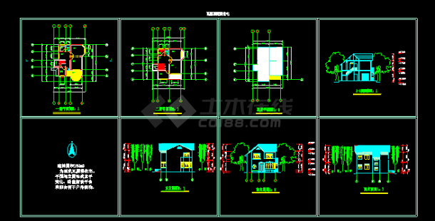 某家庭式小别墅建筑CAD设计施工平立剖面图纸-图一