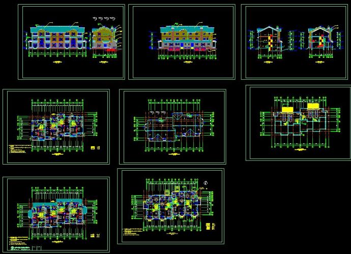 某地多层联体别墅建筑设计cad全套方案图_图1
