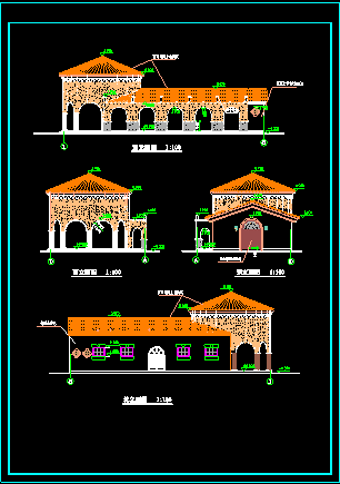 西班牙风格售楼处施工设计方案CAD图纸-图二