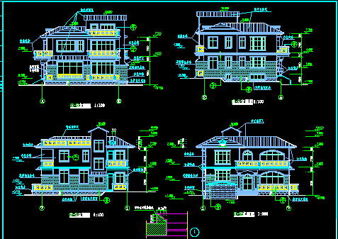 东信山庄别墅建筑CAD施工设计平立面图纸-图二