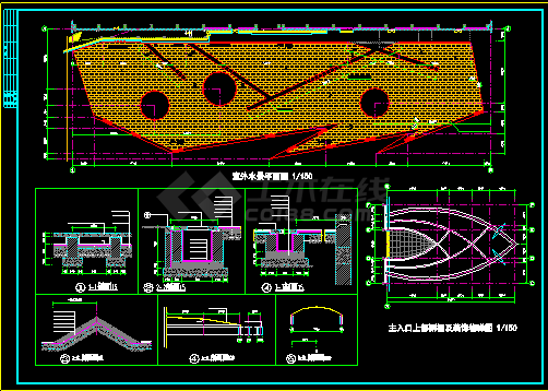 体育会所设计CAD建筑方案施工图-图二