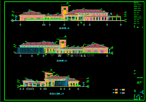 上海会所建筑施工CAD平立面设计图-图二