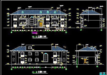 某市小区私家别墅建筑CAD设计施工图纸-图二