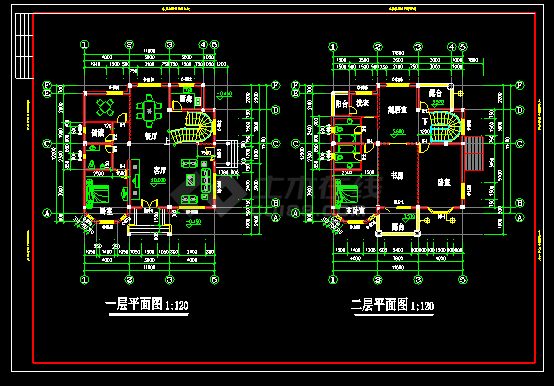 某经典小别墅建筑cad施工图带效果图-图二