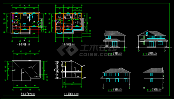 经典乡村别墅建筑cad施工方案及效果图-图一