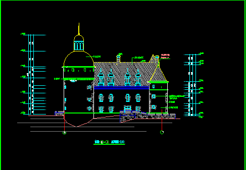 某古城堡建筑CAD设计全套施工图纸-图二
