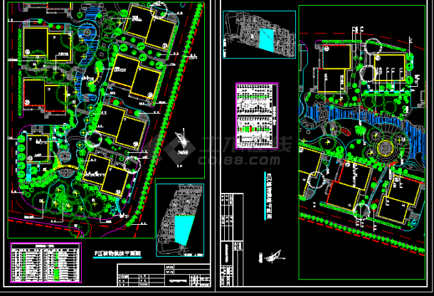 某市馨苑绿化景观建筑CAD施工设计图纸-图二