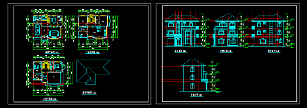 某小区多层别墅建筑CAD设计图纸带效果图-图一