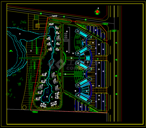 某市星级酒店CAD总平面规划设计图-图一