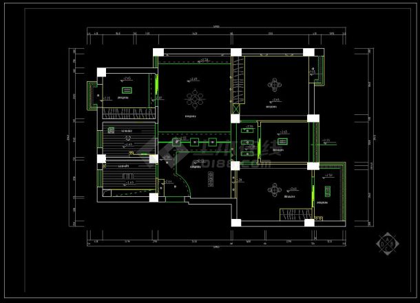 某小区大三居室内装修设计cad方案图-图二