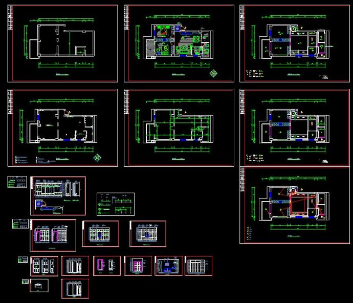 某小区大两居室内装修设计cad方案施工图_图1