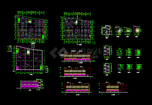 市场工程建筑CAD平立剖面设计图-图一