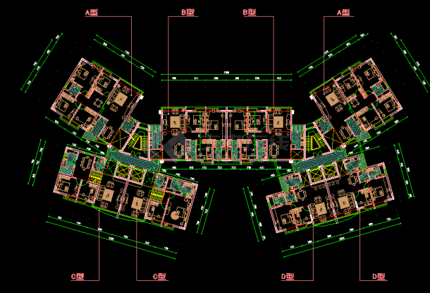 高层住宅户型经典的CAD平面图纸集合-图二