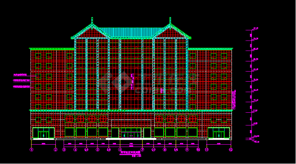 某市宾馆建筑CAD立面设计施工图-图二