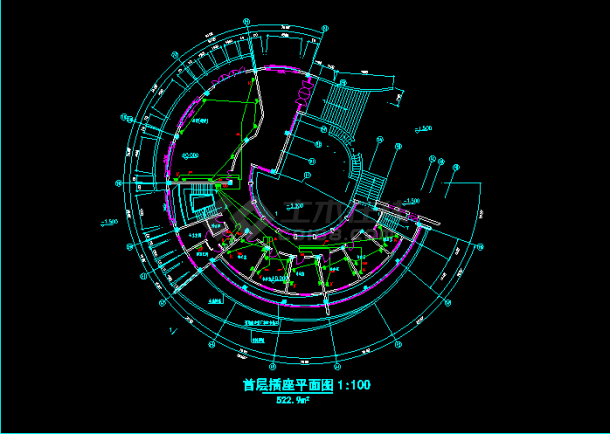 某市中心会所电施工设计CAD平面图-图二