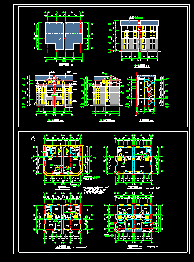 某四层别墅建筑CAD设计施工平立面图纸-图一