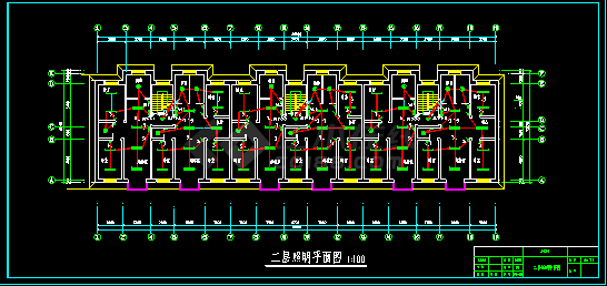 六层住宅楼照明设计cad平面施工图-图二