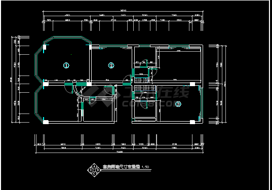 东阳华夏大酒店套房CAD装修设计施工图纸-图二