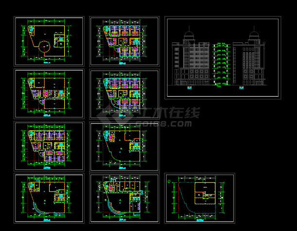 宾馆建筑施工CAD平立面设计方案图-图一