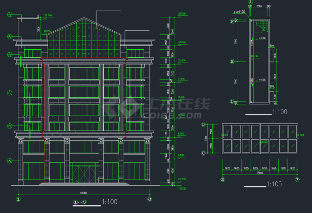 某综合楼建筑设计平立剖CAD施工图-图二