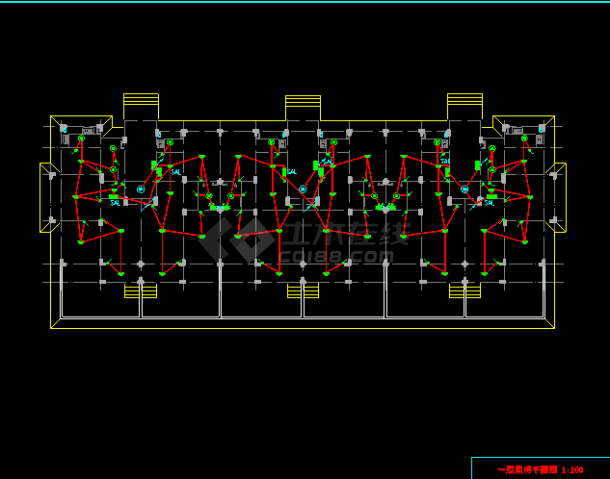 多层住宅楼电气照明cad平面布线图-图二