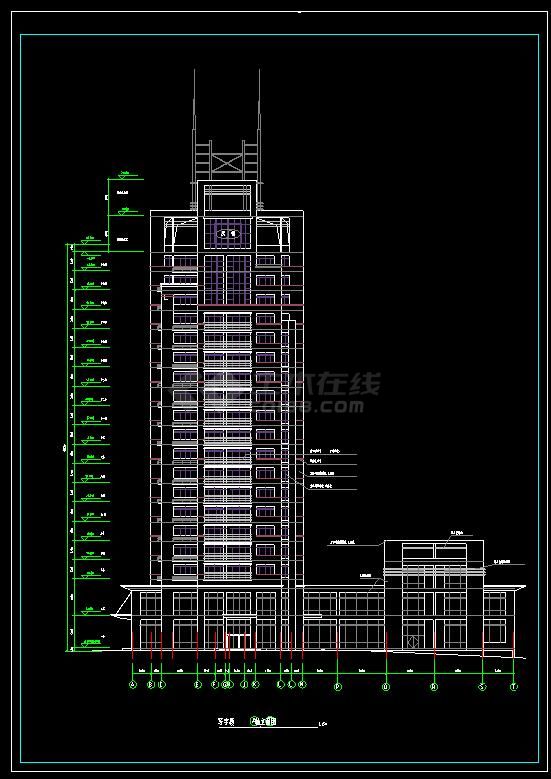 某高层写字楼建筑cad设计施工方案图-图二