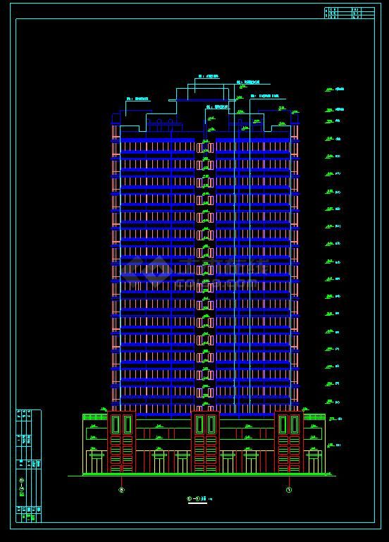某地高层单身公寓楼建筑cad设计施工图-图二