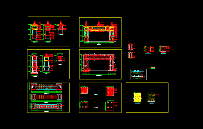 东莞南城步行街门楼建筑施工CAD方案设计图_图1