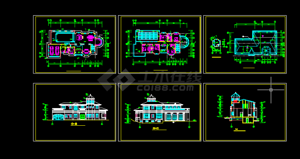 豪华中式别墅建筑方案设计全套CAD图-图一