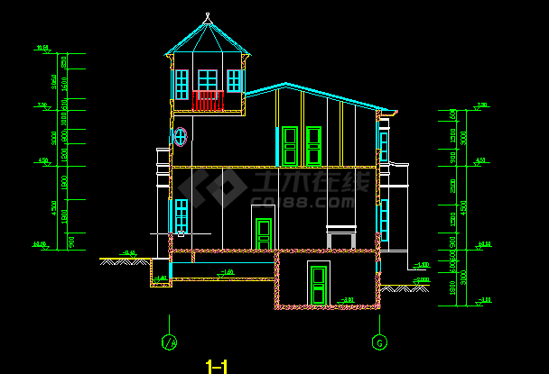 豪华中式别墅建筑方案设计全套CAD图-图二