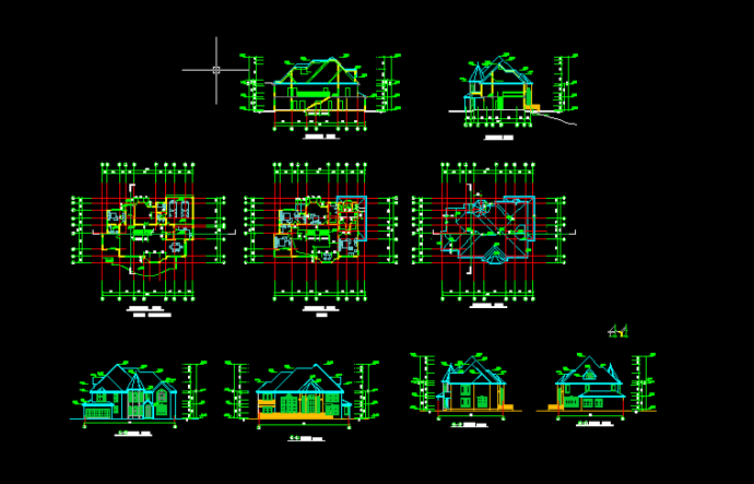 经典豪华别墅建筑方案设计全套CAD详图_图1