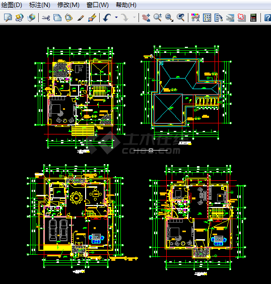 经典中式别墅建筑方案设计全CAD图纸-图二