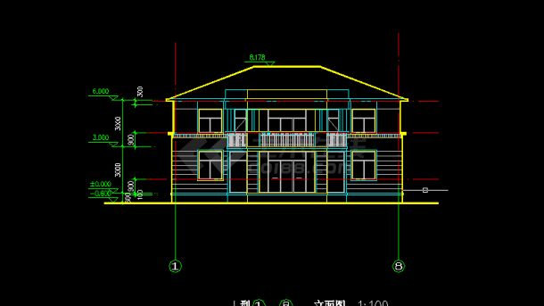 创业农庄L型别墅建筑方案全套CAD详图-图二