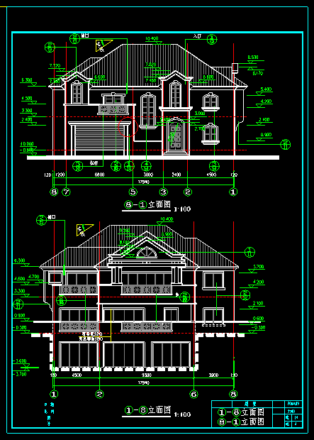 美式别墅建筑cad平面设计施工图-图二