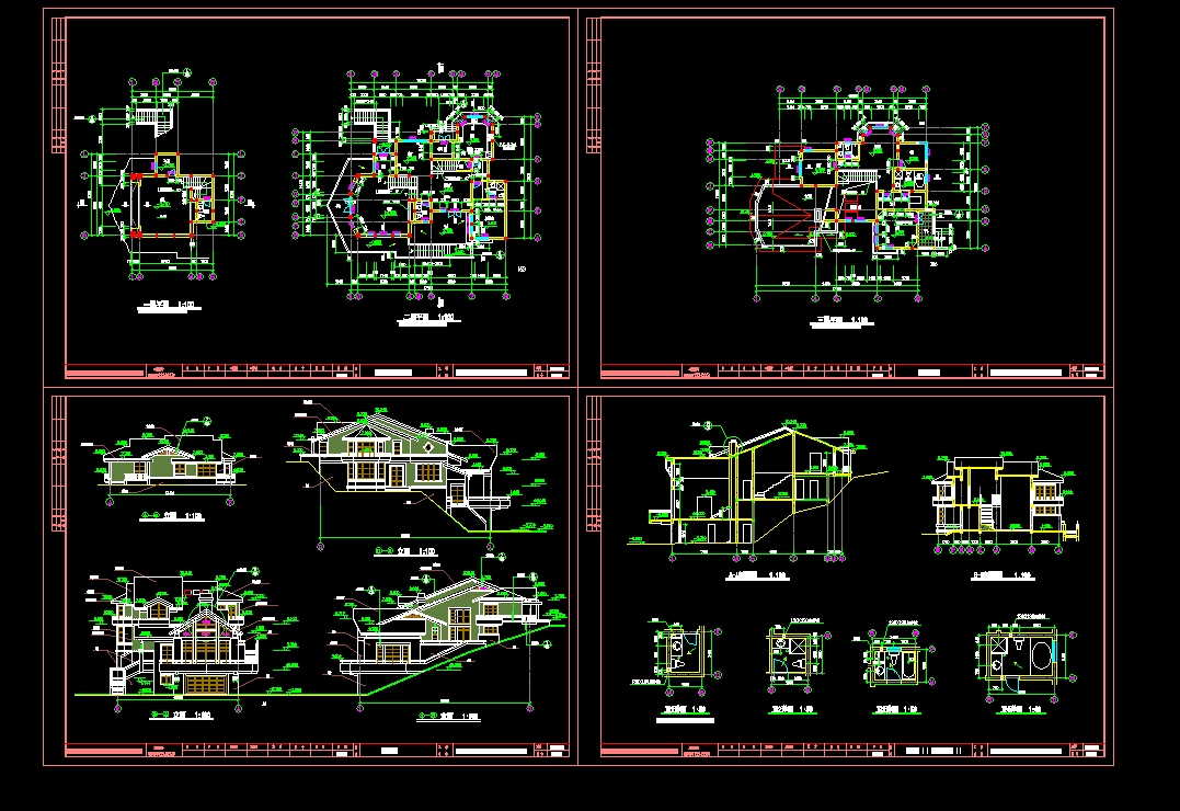 杭州绿城独立山地别墅设计CAD建筑施工图