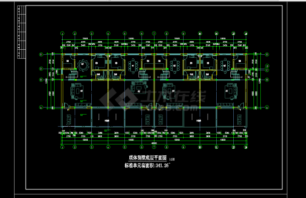 某地区某联体别墅设计cad建筑施工图-图二