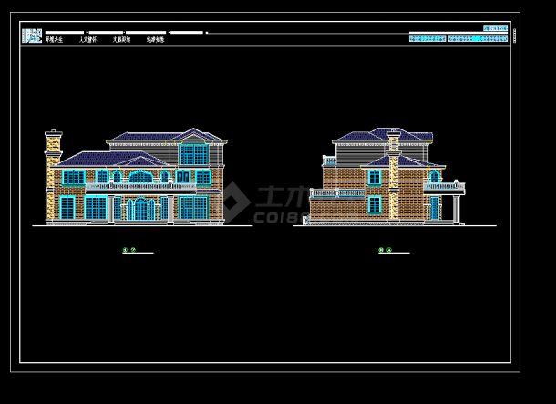某地区某经典风格别墅设计cad建筑方案图-图二