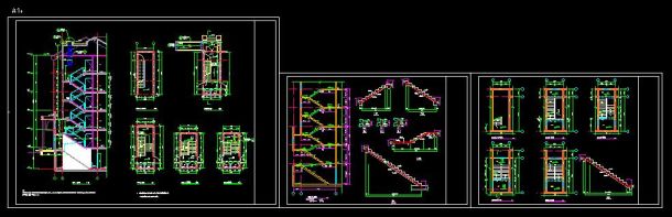 某小区多层住宅楼梯结构整套CAD设计详图-图一