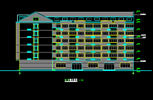 某小区多层宿舍建筑CAD设计施工平立面图纸-图二