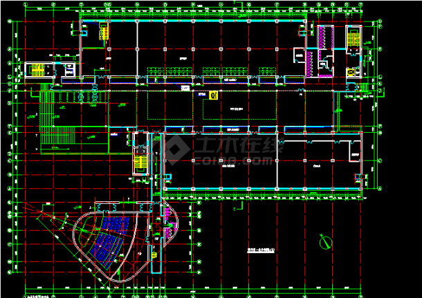 某大学图书馆建筑施工设计CAD方案-图二