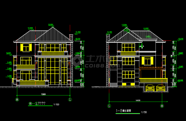 某高档别墅区建筑施工CAD图-图一