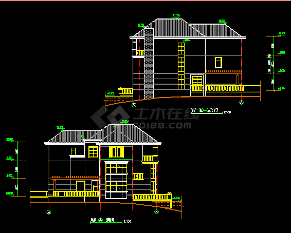 某高档别墅区建筑施工CAD图-图二